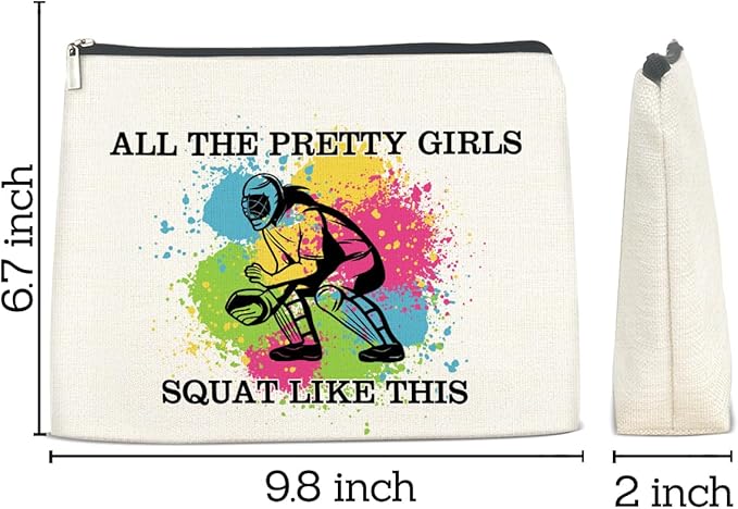 Softball Gifts Makeup Bag Girly Gifts for Women, Inspirational Christmas Birthday Gift for Softball Lovers Team Players Friends Besties Cosmetic Travel Bag Pouch for Purse