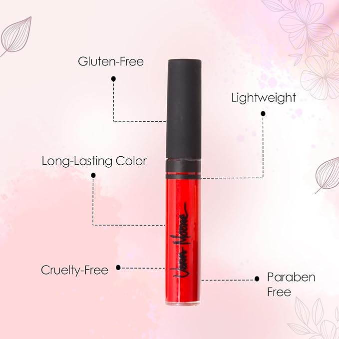 Lip Gloss, Moisturizing Lip Color with Shimmer for Long Lasting Shine, Lightweight Lip Stain, Girls Non-Sticky Lip Gloss with Aloe Vera, W/Vitamin C, E (Vera's Red)