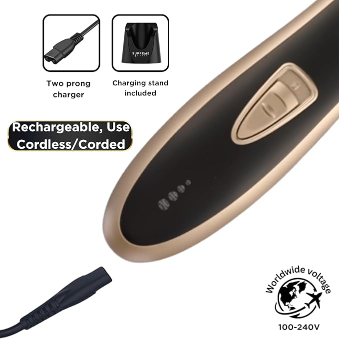 Supreme Trimmer T Shaper Professional Barber Trimmer | 90 Min Runtime, Low Noise Clippers for Men & Sensitive Skin | Cordless Zero Gap Beard Trimmer | ST5210