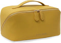 Travel Makeup Bag – Large Cosmetic Organizer with Waterproof PU Leather, Smooth Double Zipper & Tear-Resistant Lining, Toiletry Pouch for Women (Yellow)