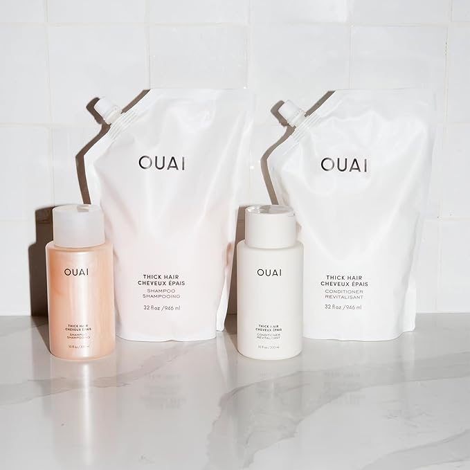 OUAI Thick Hair Conditioner - Moisturizing Conditioner for Dry, Frizzy Hair - Keratin, Marshmallow Root, Shea Butter and Avocado Oil - Paraben, Phthalate & Sulfate Free (10 Oz)