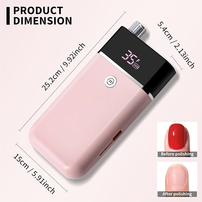 Professional Electric Nail Drill Kit Pink Portable Rechargeable Cordless Nail File Machine 35000 RPM with 7PCS Bits for Acrylic Gel Powder Nails Polish Pedicure Toenail Tool Salon Set