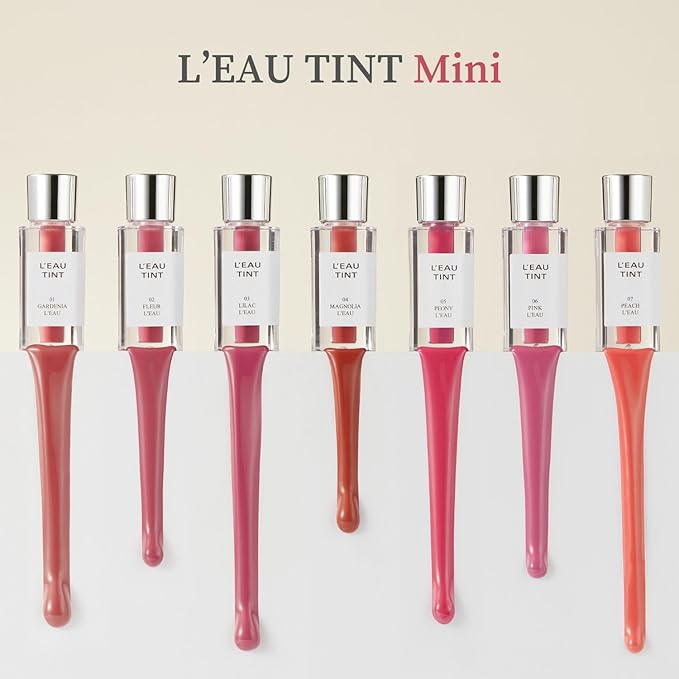 BBIA L’EAU Tint – Glossy & Glow Lip Stain, Watery Lip Tint, Non-Sticky, High Shine Finish, Long-lasting, Moisturizing, Lightweight, Natural, Daily Use, Vegan, Korean Lip Makeup (07 PEACH L'EAU - MINI)