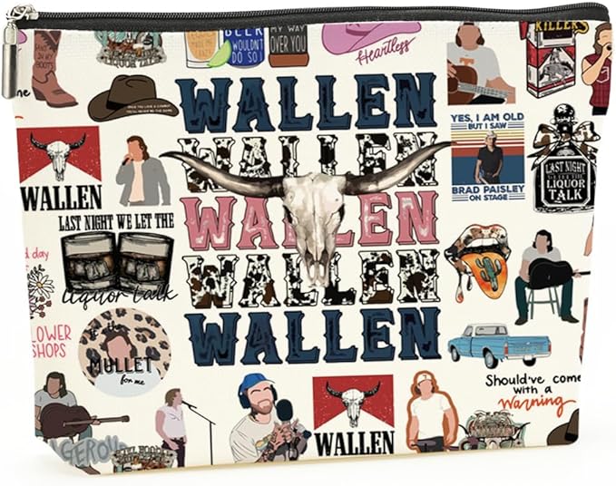 Inspired Western Makeup Bag Country Music Lovers Gift Vintage Western Decor Cowboy Cosmetic Bag for Fans Coworker Girls BFF Daughter Birthday Christmas Friendship Gifts for Women Friends