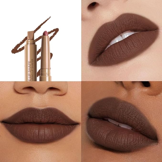 SUAKE Plump Matt Lipstick Lipliner Pencil Pack,Waterproof Crayon with Silicone Smudger for Define Contours & Sculpting Lip, Longwear Moisture Smooth Creamy Formula for Lip Makeup-08 Smoky Taupe