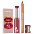 Erinde 2pcs Lip Liner and Lipstick Combo Set, Matte Lipliner Pencil & Hydrating Lip Gloss Makeup Kits for Women, Waterproof, Long Lasting, Highly Pigmented, Nude Brown Natural Lipstick, 03