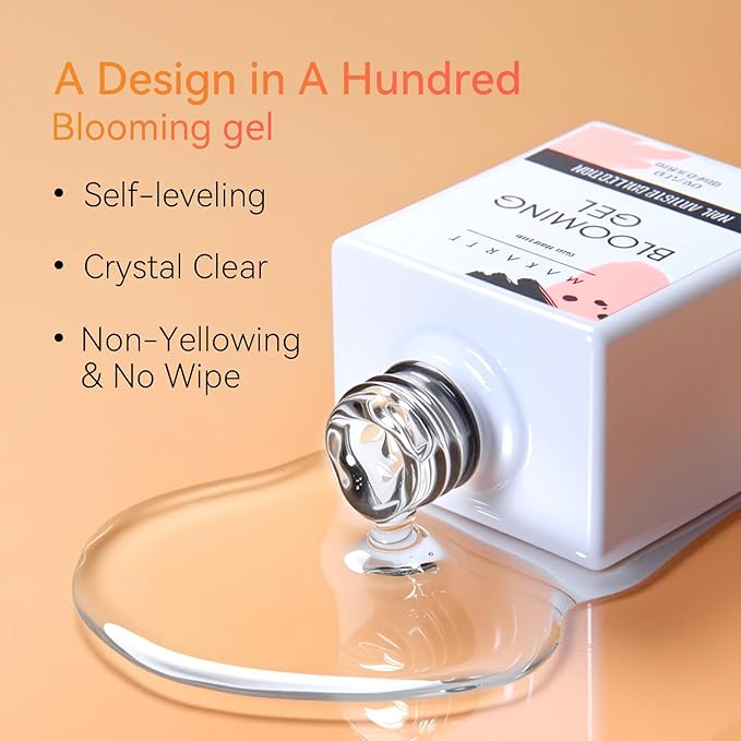 Makartt Blooming Gel & 3D Gel Nail Art Kit: Clear DIY Nail Art Supplies for Watercolor Marble Spreading Effect & 3D Drawing Molding Sculpture Gems and Decoration, UV LED Soak Off 15ml