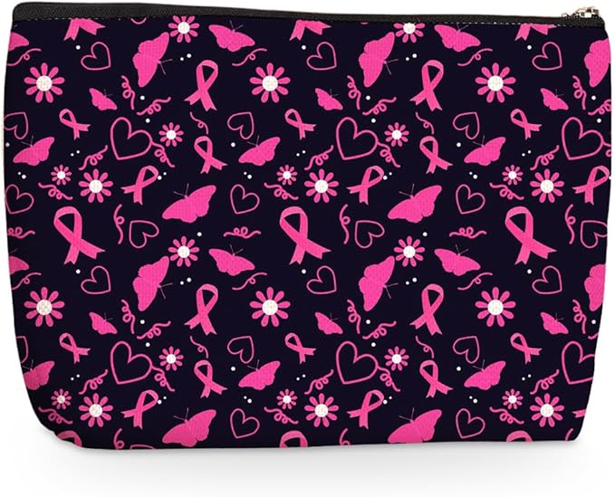 Pink Butterfly Makeup Bag, Flower Large Capacity Travel Makeup Case Cosmetic Bags for Women, Portable Pouch Purse Travel Essentials Toiletries Accessories, Christmas Birthday Gifts for Women