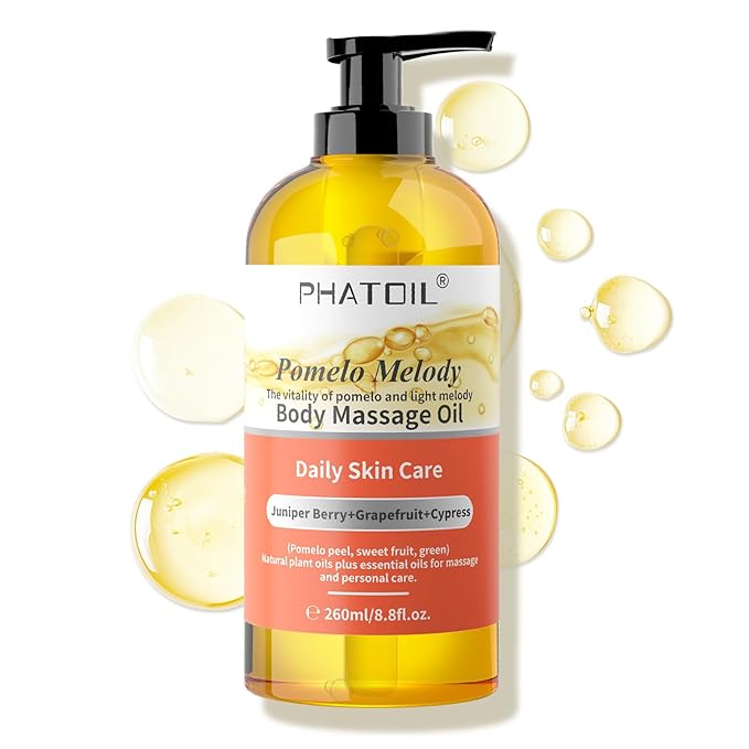 PHATOIL 260ML Grapefruit Body Firming Oil with Juniper Berry,Cypress for Nourish Skin, Long-Lasting Nature Fragrance No Greasy Body & Facial Oil Great for All Skin Types - 8.8FL.OZ