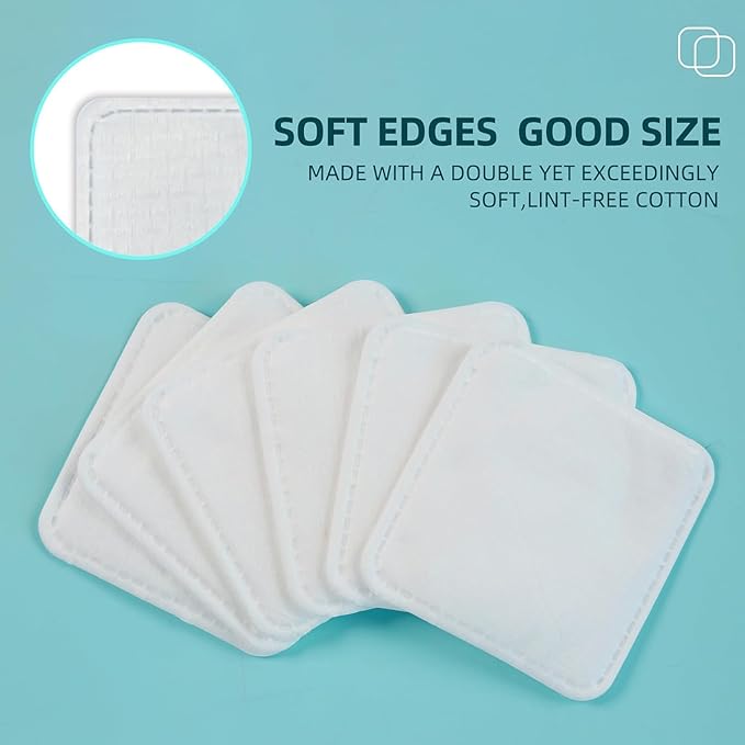 Premium Exfoliating Cotton Pads (240 Count) - 100% Cotton, Extra-Soft and Lint-Free, Durable Squares for Facial, Lip, and Eye Makeup Removal