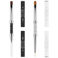 2 Pcs Double Ended Nail Builder Gel Brush, French Tip Brush Hard for Nails, Oval Gels Brushs Liner Brushs Nail Hard Gel for Design Nails Art & DIY Use