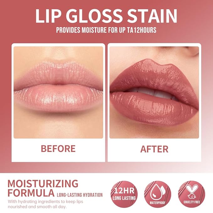 12 Colors Lip Gloss Set, High-Shine Waterproof Collection, Long Lasting Moisturizing Formula with Mirror Finish, Adult (5#, 1 Count (Pack of 1))