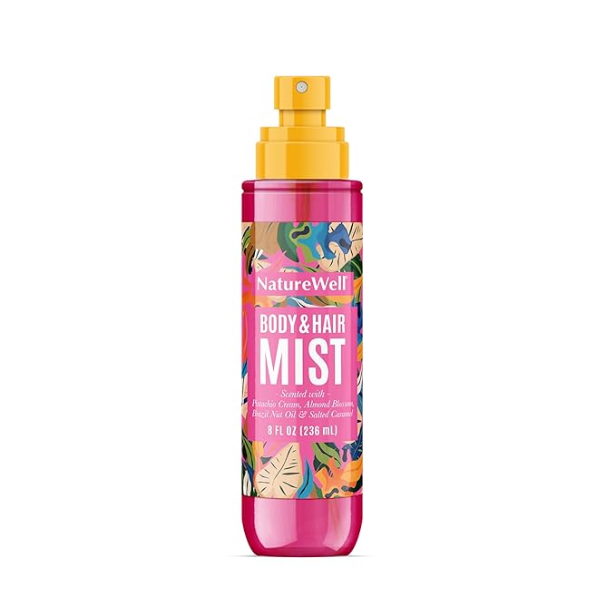 NATURE WELL Cheeky Hair & Body Mist, Lightweight Mist Made for Head-To-Toe, Deliciously Sweet & Warm Long-Lasting Brazilian Nut Scent, 8 Fl Oz (Pack of 2)