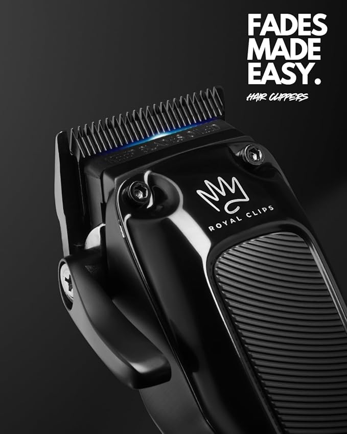 Royal Clips - Fade Kit 2.0 Clippers - 7000rpm Professional Hair Clippers for Men - Detachable DLC Fade Blade - Cordless & Rechargeable - Ideal Holiday Gift for Men, Fathers, Brothers & Barbers (Black)