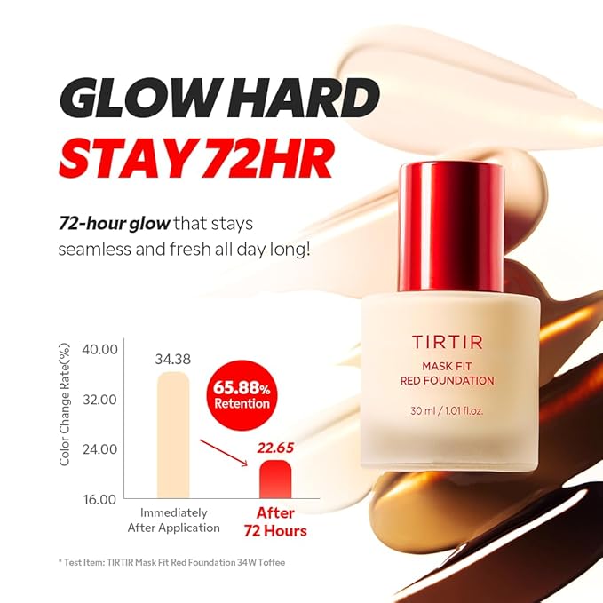 TIRTIR Mask Fit Red FoundationㅣLong Lasting Flawless Coverage, Energy Essence, Lightweight, Hydrating, Pore-Blurring, Breathable Satin Finish, Makeup, Radiant Skin, #17N Vanilla, 1.01 Fl Oz