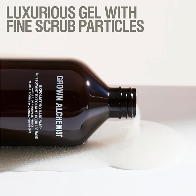 Grown Alchemist Exfoliating Hand Wash. Vanilla, Orange Peel + Pumice & Aloe. Gentle Cleanser Softens & Revitalizes Skin, 10.1 Ounce (300mL).