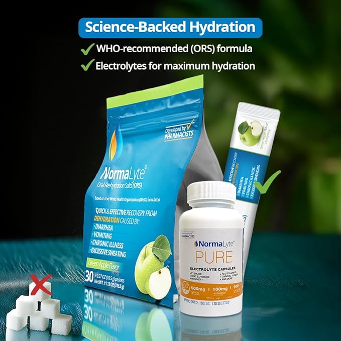 NormaLyte Apple - FSA Eligible Electrolyte Powder Packets | Clinically Studied Electrolyte Drink Mix | 30 Count Effective Hydration Sticks