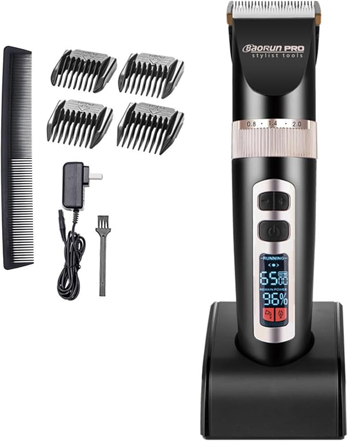 Maxshop Cordless Hair Clippers for Men Kids Grooming Hair Cutting & Trimming Kit with Guide Combs Charging Dock (Gold)