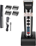 Maxshop Cordless Hair Clippers for Men Kids Grooming Hair Cutting & Trimming Kit with Guide Combs Charging Dock (Gold)