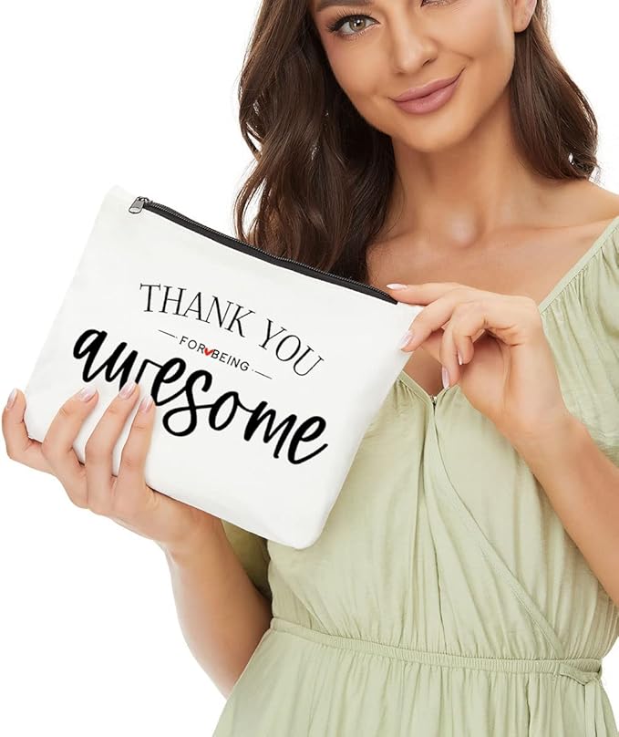 Inspirational Gifts for Women, Positive Inspirational Quotes Makeup Bag - Uplifting Encouragement Gifts for Women, Girls, Teens, Daughter, BFF, Best Friend ?Thank You for Being Awesome Makeup Bag