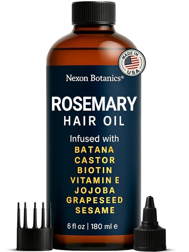 Rosemary Oil for Hair Growth 6 fl oz - Natural Scalp and Hair Oil with Batana, Castor, Biotin, Vitamin E, Grapeseed, Jojoba, Sesame - Aceite de Romero y Batana - Nexon Botanics