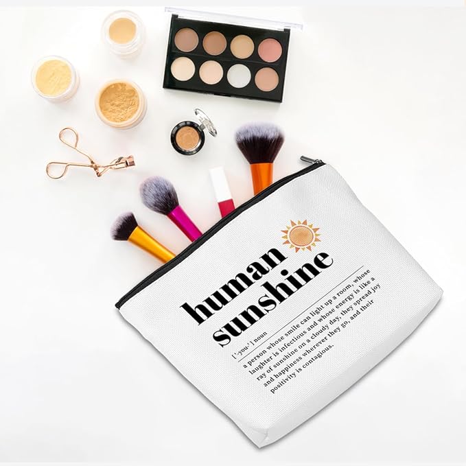 Human Sunshine Definition Inspirational Makeup Bag Sunshine Gifts Positive Cosmetic Bag Thank You Gifts for Women Coworker Teacher Mentor Boss Lady Travel Toiletry Bag Christmas Birthday Gifts