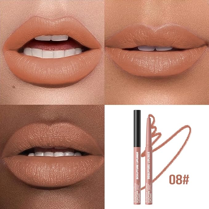 12 Colors Matte Lip Liner Pencil – Long Lasting Waterproof Lip Liner, Smudge Proof Transfer Proof Lip Pencil, High Pigment Lip Makeup for Defining & Filling Lips (08#, 1PCS)