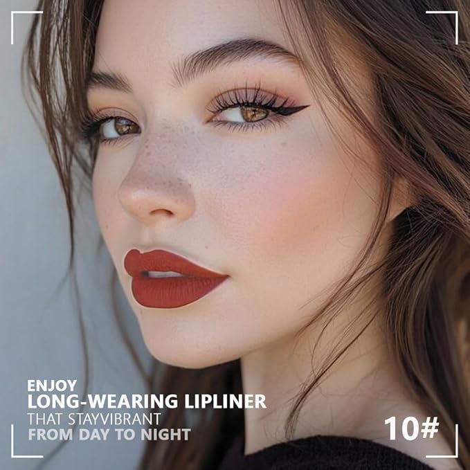 Matte Calligraphy Liquid Lip Liner Lipstick Pencil, Fire Brick Long-Lasting Transfer-Proof Lip Stain, Lightweight Lipstick, Sheer Buildable Color, Fades to a Natural Wash of Colors