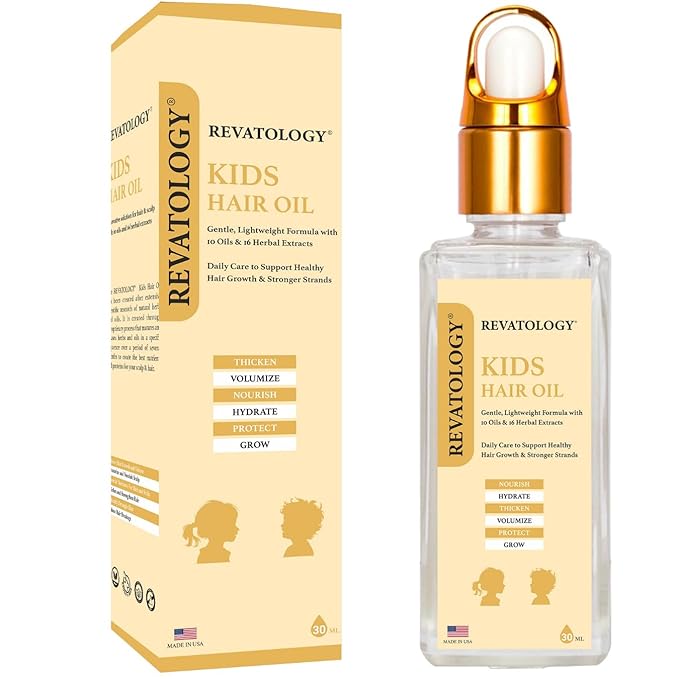REVATOLOGY Kids & Baby Hair Growth Product High Potency Scalp & Hair Oil (Made in USA) 26 Cold-Pressed Botanicals for all Ages and Hair types -Thin, Curly, Thick Hair | Cruelty & Chemical Free