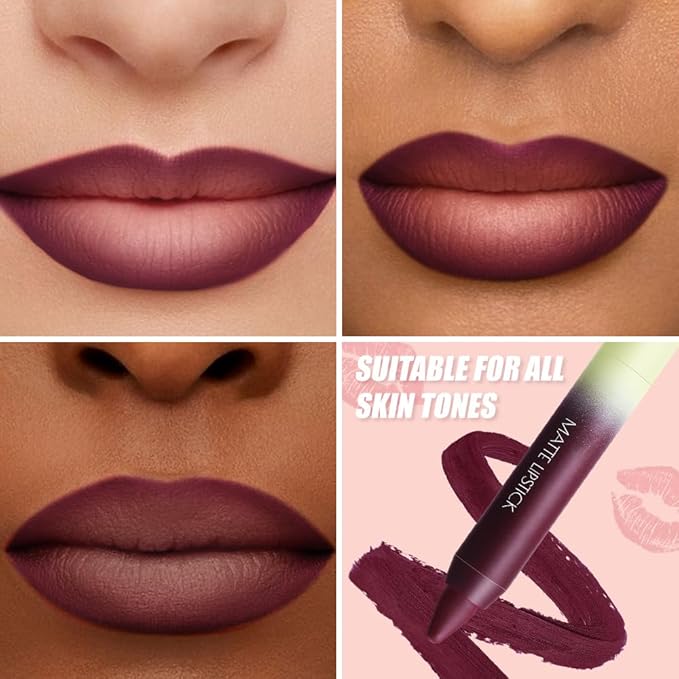 Matte Lip Lipstick Crayon Lip Liner Thick Pencil, High-Pigment Outline lips, Non-sticky Matte Velvet Texture, Waterproof & Smudge-Proof Longwear Pigmented, Fit for all tones 06#