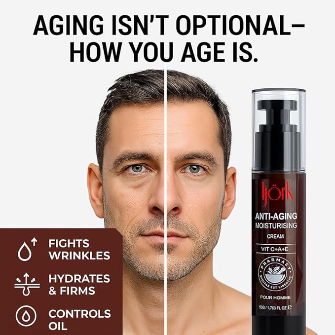 2 x Men’s Anti-Aging for Face and Neck – Anti Wrinkle and Skin Toning | Moisturizer for Firm, Smooth Skin | Lightweight & Non-Greasy | Unscented