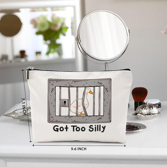 Funny Goose Pun Makeup Bag, Funny Gifts Cosmetic Bag, Goose Gifts Travel Organizer Animal Humor Zipper Pouch Graduation Birthday Friendship Gifts for Women Coworker Best Friend Sister