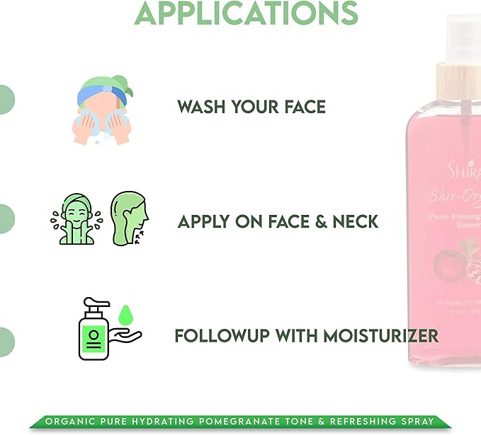 Shira Shir 200ml - Pomegranate Facial Toner & Hydrating Mist - Natural Glow Toner for Women, Organic Brightening Toner for Daily Skincare, Suitable for All Skin Types, Refreshing & Hydrating