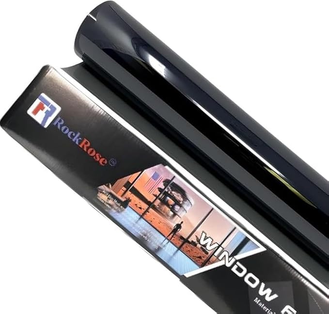 RockRose 5% Premium Carbon Car Window Tint Film 12 in x 100FT 2PLY Charcoal Privacy Film UV, Heat Blocking Tint for Car or Home Adhesive Film Easy Shrink, Plotter Friendly Pro Grade