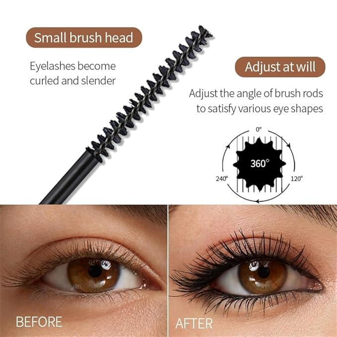 Ultra-Slim Brush Tubing Mascara for Mature Lashes – Waterproof Volume + Length for Fine Short Lower Lashes, Hypoallergenic Smudge-Proof Formula, Older Women Sensitive Eyes Friendly (Black)