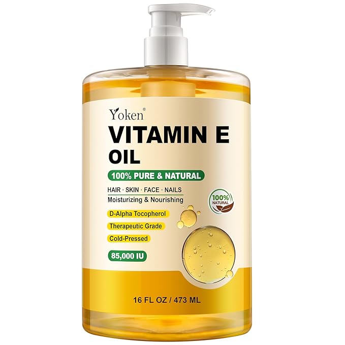 Vitamin E Oil 16 Fl Oz Organic Vitamina E Oil for Skin 85,000 IU Bulk Vitamine oils for Scars Hair,Face,Nail,Cold Pressed Hexane Free Formula Liquid Perfect Scalp Care Bath and Body oils