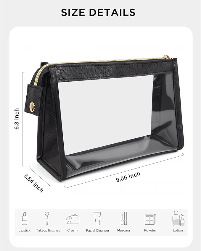Clear Makup Bag, Clear Cosmetic Bags with Zipper Waterproof Small Travel Cosmetic Case Cute Make Up Pouch Mini Car Essentials for Women Travel Car Organizer
