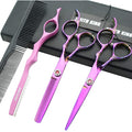 Professional Hair Cutting Scissors Set with Razor Comb Case,Hair cutting shears Hair Thinning shears with rose handle (5.5 inches)