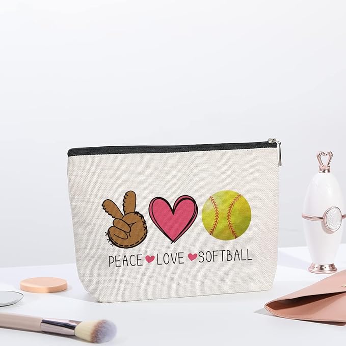 Softball Gifts Makeup Bag Inspirational Gifts for Women Her Softball Lovers Mom Grandma Sister Birthday Gifts for Female Coworker Friend BFF Besties