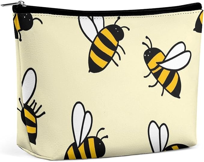 Personality Fashion Zipper Cosmetic Case, Portable Makeup Case, Toiletry Bag, Cute Bee Pattern Travel Cosmetic Toiletry Bag