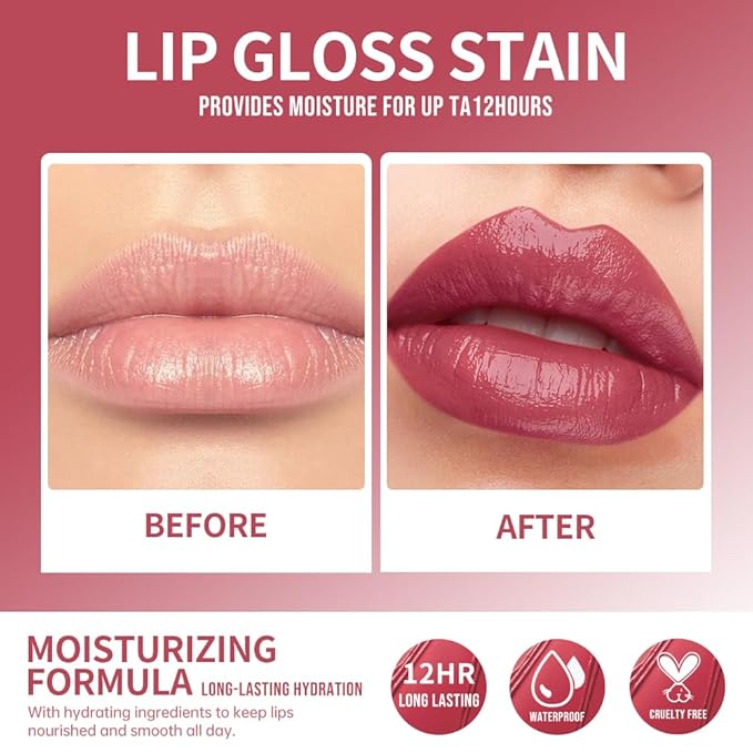 12 Colors Lip Gloss Set, High-Shine Waterproof Collection, Long Lasting Moisturizing Formula with Mirror Finish, Adult (9#, 1 Count (Pack of 1))