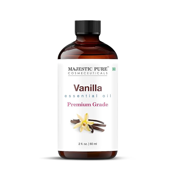 Majestic Pure Vanilla Essential Oil with Glass Dropper - 2 Fl Oz - 100% Pure and Natural Vanilla Oil - Premium Grade Essential Oils for Diffuser, Aromatherapy, Soap and Candle Making