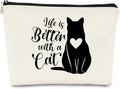 Cat Mom Gifts: Makeup Bag for Women, Perfect for Birthday or Valentine's Day, Life's Better with Cats