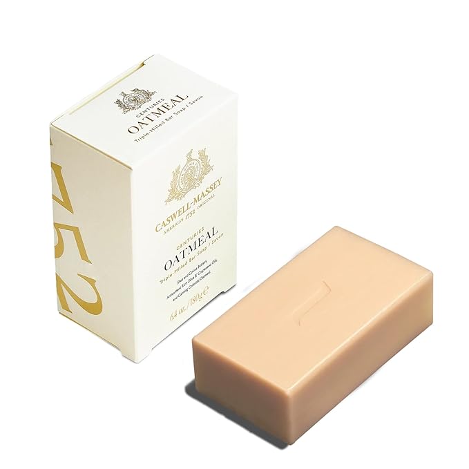 Caswell-Massey Oatmeal Castile Bar Soap for Men & Women, Unscented & Moisturizing Natural Soap Bar for All Skin Types, Made with Essential Oils & Plant-Based Formula for Face & Body, 6.4 oz