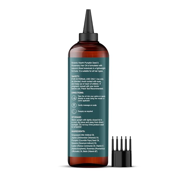 Botanic Hearth 100% Pure Rosemary Oil For Hair Growth | Infused with Pumpkin Oil | Hair Oil Repairs Dry Damaged Hair, Strengthening, Healthier - Hair Tonic, 6.7 fl oz