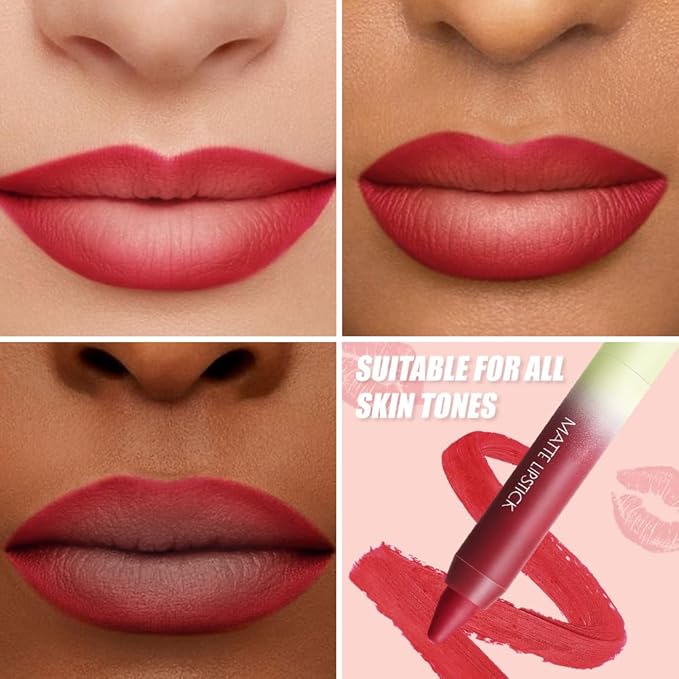 Matte Lip Lipstick Crayon Lip Liner Thick Pencil, High-Pigment Outline lips, Non-sticky Matte Velvet Texture, Waterproof & Smudge-Proof Longwear Pigmented, Fit for all tones 04#