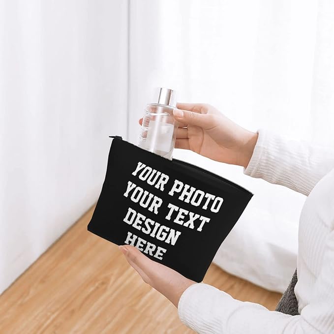 Custom Makeup Pouch Gifts Personalized Make-up Bag for Women -Customized Organizer Cosmetic Bag for Girls Add Your Photo or Text Design Toiletry Travel Purse Case
