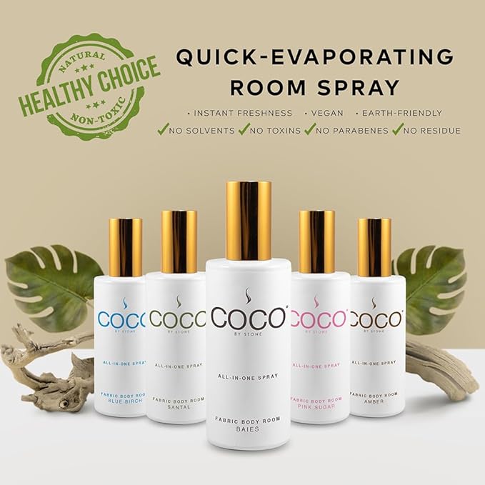 COCO by Stone 5oz All-in-One Spray (Figuier) Shake & Spray Formula for Fabric, Pillows, Interiors, Clothing, Home Fragrance Accessories, Room Perfume, Room Deodorizer, Vegan & Cruelty-Free