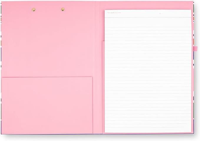 kate spade new york A4 Clipboard Folio with Low Profile Clip, Professional Padfolio Includes Lined Notepad, Pen Loop, and Pocket, Ocean Stripe
