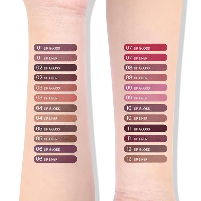 AMY'S DIARY 2pcs Purple Lip Liner & Lipstick Makeup Set, Liquid Lipstick 24H and Lip Liner Set Matt Liquid Lips Make Up Waterproof Long Lasting (06#, 2 Pcs Set)